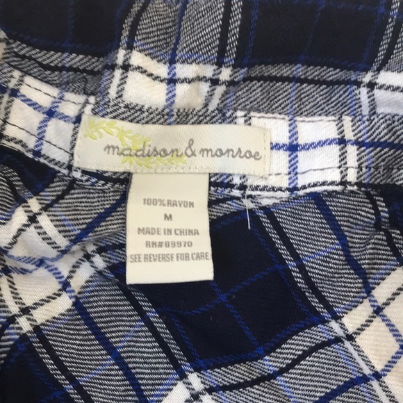 Plaid Blue and White Button Down from Francesca’s - Picture 2 of 2